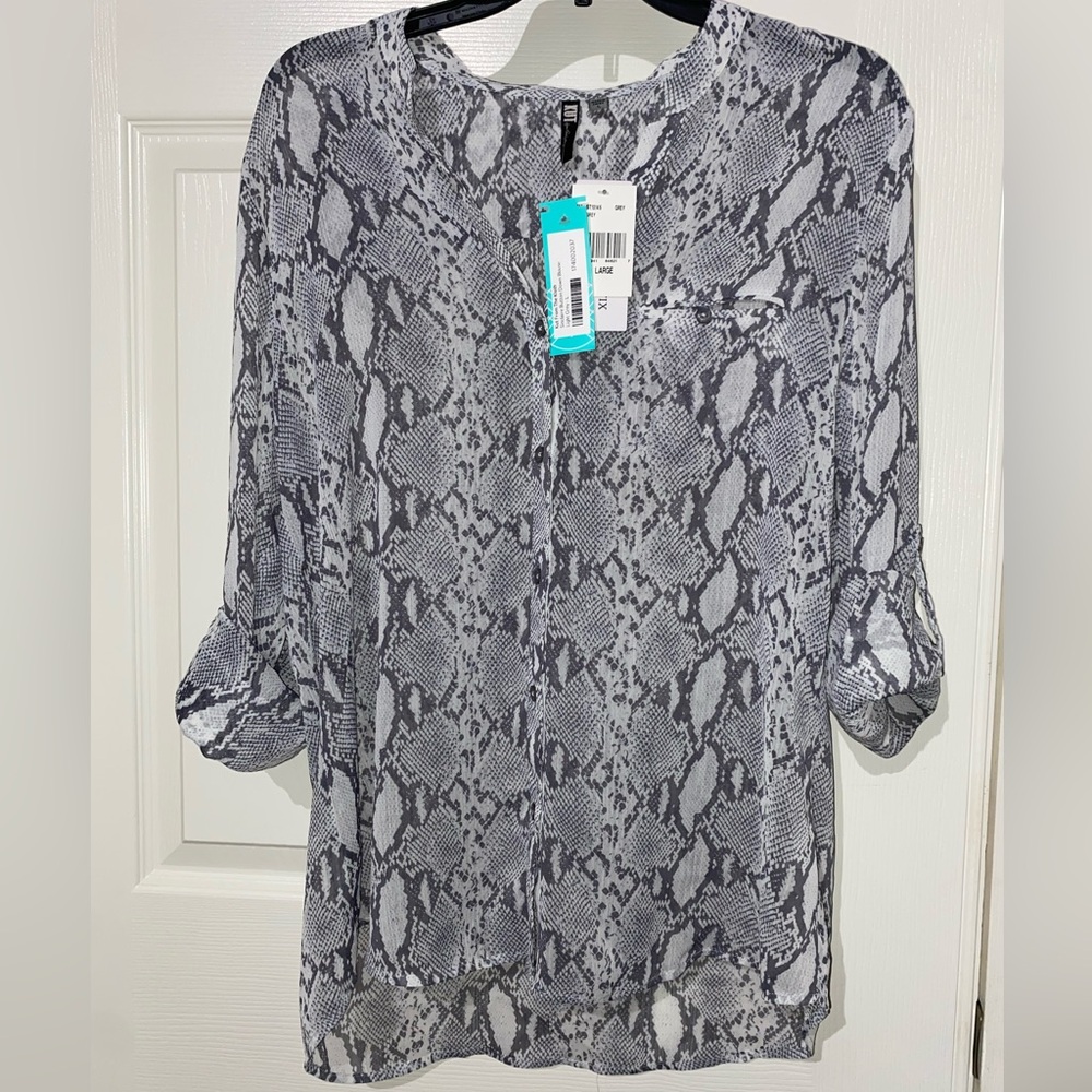 Sheer Snake Print Blouse